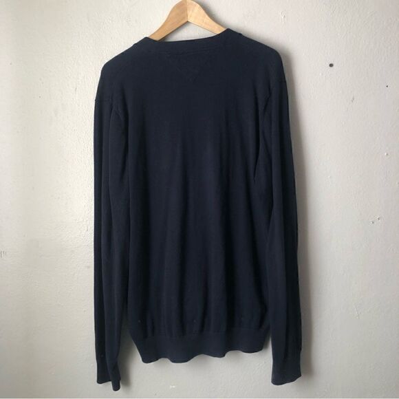 Tommy Hilfiger dark blue v-neck academia button down cardigan 100% Pima cotton - Picture 7 of 9